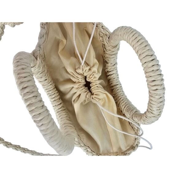 Half Round Woven Women's Straw Crossbody Bag - Picture 3 of 8